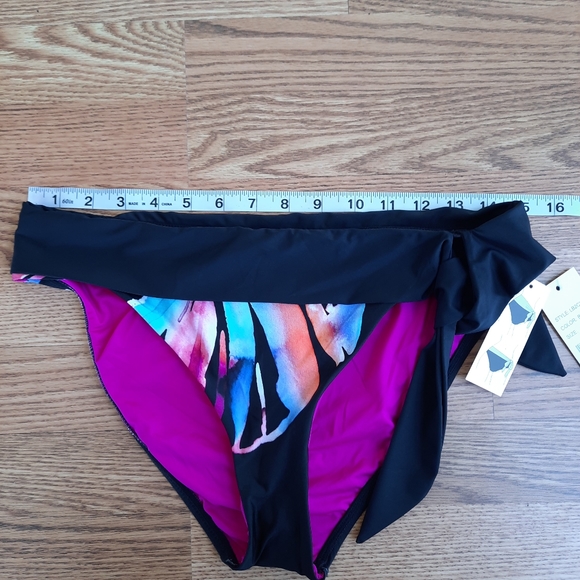 La Blanca Black Prism Palm Women's Bikini Swimsuit Bottom Convertible Band SZ 10 - Picture 10 of 14